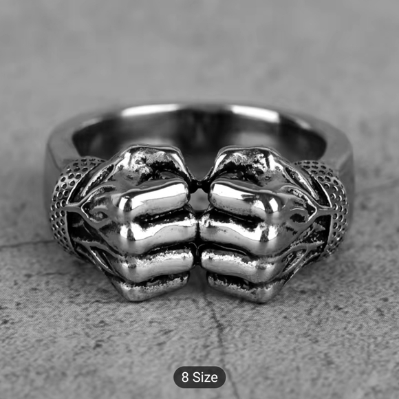 Retro Punk Fists Statement Ring For Men - Picture 4 of 5